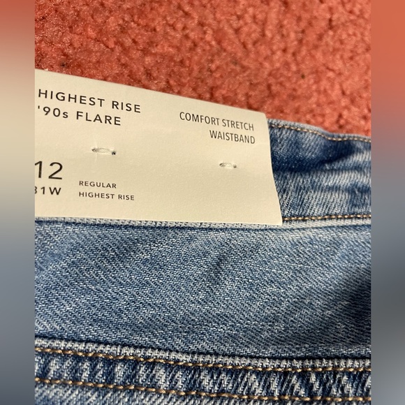 NWT Highest rise 90’s Flare jeans with distressed comfort stretch waistband - Picture 3 of 7